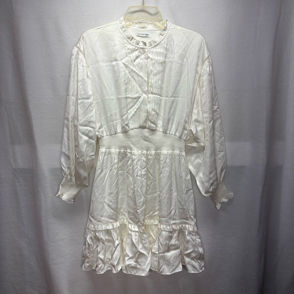 Designer Remix Dress Mini Ruffle White Boho Cotton Cottagecore‎ Fit Flare Small